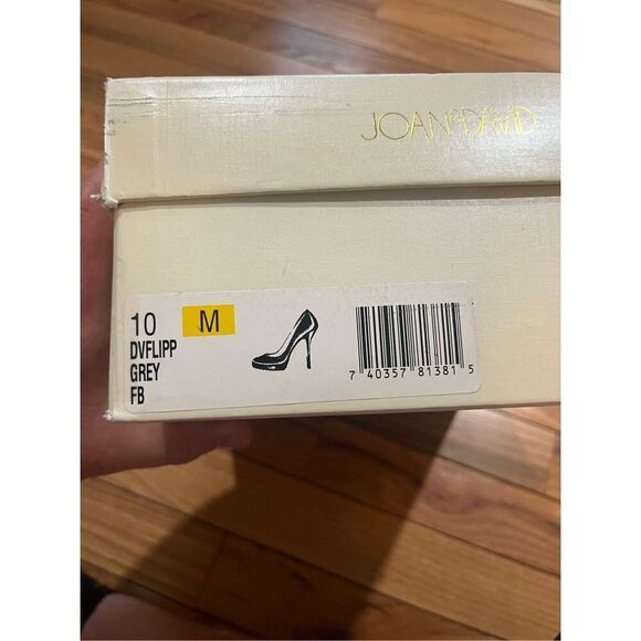 JOAN & DAVID DVFLIPP Grey FB Patent Leather Stiletto Pump Shoes Heels Size 10 - Picture 9 of 9